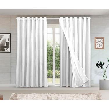 Imagem de Cortina Tecido Blecaute Com Voal - 6 Metros Branca - Cantinho de Lar