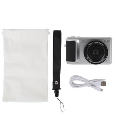 Imagem de Câmera digital 4K 64MP Câmera sem espelho com tela de 180 ° Flip 16x Zoom Auto Focus Anti Shake Built In Flash for Selfie fotografia gravação (Prata)