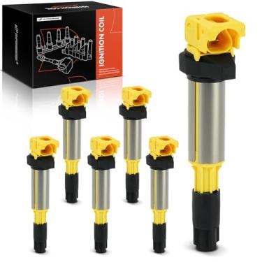 Imagem de A-Premium (amarelo) Pacote de bobina de ignição do motor compatível com BMW 320i 2002-2004, 325Ci, 325i, 325xi, 330Ci, 330i, 330xi, X5, 525i, 530i, X3, 760i, 760Li, Z4, M3, M760ixDrive, Z3 e