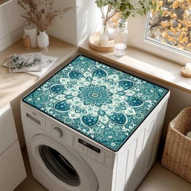 Imagem de AOHMPT Tapete antiderrapante para lavadora e secadora – Almofada protetora à prova de poeira com vários designs de padrões para decoração de lavanderia e cozinha, universal 60 x 50 cm