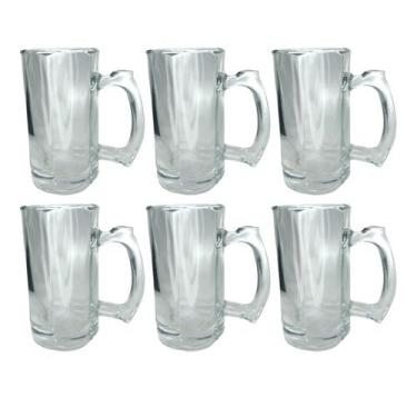 Imagem de Caneca Vidro Grosso Reforçada 380ML Cerveja e Chopp 6UN - PRATICASA, 0