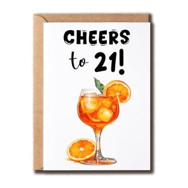 Imagem de APVGifts Cartão Cheers To 21 - Cartão de aniversário de 21 anos - Cartão de feliz aniversário - Cartão Aperol Spritz - Cartão de aniversário de coquetel - Cartão para amigo da família