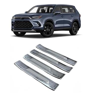Imagem de Luyhok Acessórios de carro para Toyota Grand Highlander Protetor de peitoril de porta placa de acabamento de placa de aço inoxidável protetor de soleira de porta Scuff 2025 2024 (para: Grand