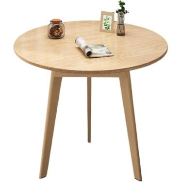 Imagem de Mesa De Café Pequena Redonda Com Pernas De Madeira Sólida, Estrutura Estável, Tapetes Silenciosos, Tampo Espaçoso, Para Decoração De Sala De Estar, Apartamento, Escritórios, Wood Color, 60 * 70CM