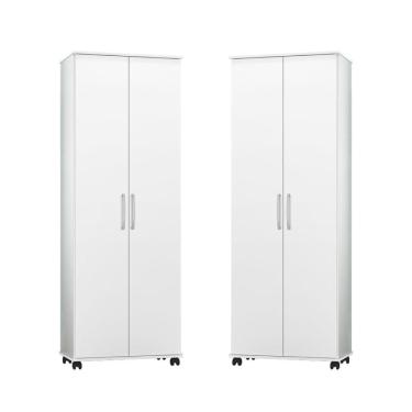 Imagem de Kit 2 Armário Multiuso Arezzo J&A Móveis 2 Portas Rodízios
