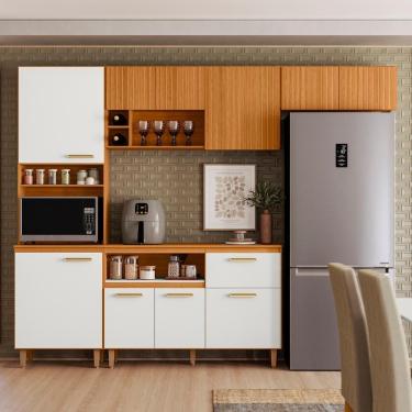 Imagem de Cozinha Compacta Ema 10 Portas 1 Gaveta em MDF 260cm Off White com Nicho para Forno