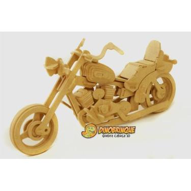 Imagem de Quebra-Cabeça 3D  MOTO CUSTOM 102 peças em MDF - DINOBRINQUE