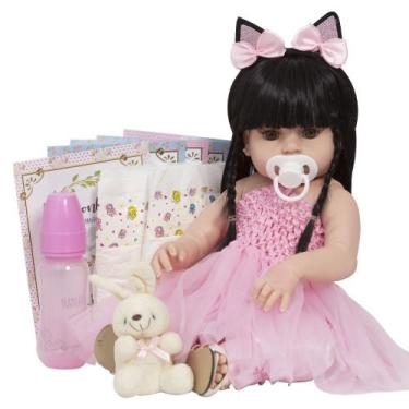 Imagem de Bebe Tipo Reborn Morena Princesa Bailarina 46cm Pode Banho - Cegonha R