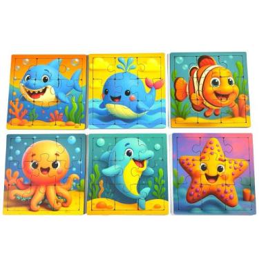 Imagem de Kit Quebra-Cabeça Infantil Educativo Montessoriano em MDF 3mm  6 Jogos