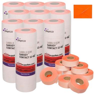 Imagem de Perco 2216 Etiquetas de preço para pistola de preço de duas linhas Garvey 22-66/22-77/22-88 22-66, manga 10 - 90 rolos - vermelho.
