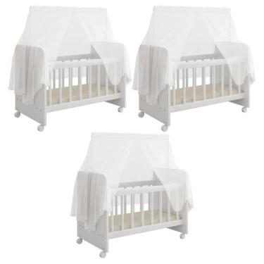 Imagem de Kit 03 Berços Para Boneca Magia C02 Brinquedo Infantil Branco - Lyam D