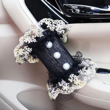 Imagem de MINGZAIQIPEI 2 peças capa de alça de garra de carro pérola de renda bonita, luvas de aderência de carro, capa de puxador de porta interna, protetor de alça acessórios interiores automotivos (7)