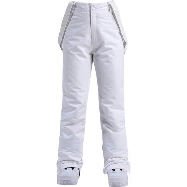 Imagem de Calças De Esqui Femininas Com Alças Calças De Neve Calças Softshell Forradas à Prova D'água Calças Térmicas De Caminhada Calças De Trekking Longas Calças Funcion, White, S
