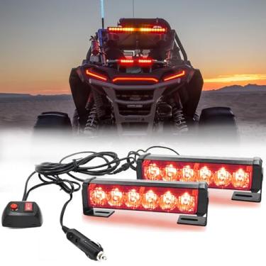 Imagem de FOXCID 2 x 6 LEDs 9 modos Consultor de trânsito luzes estroboscópicas de veículo de aviso de emergência para teto interno/painel/para-brisa/grade / deck universal à prova d'água (vermelho)