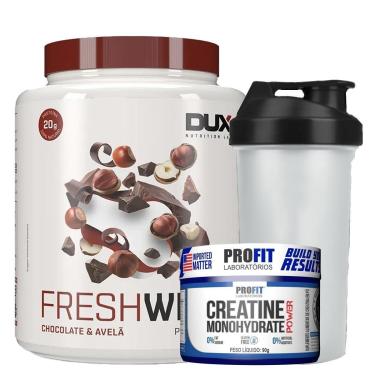 Imagem de Combo Fresh Whey Isolado Chocolate belga e Avela 450g + Creatina 90g + Coqueteleira - Dux Nutrition-Unissex