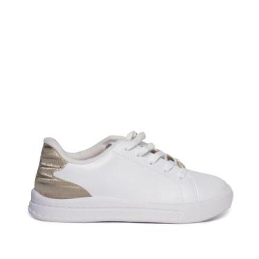Imagem de Tênis Infantil Molekinha Casual Adereço Metal Branco Dourado, Branco, 