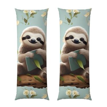 Imagem de Capa de travesseiro corporal com zíper oculto, fronha longa de microfibra macia e respirável para travesseiro corporal, capas de travesseiro de preguiças fofas para dormir presente para cama 50 x 137
