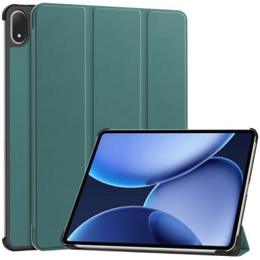 Imagem de Capa inteligente para Oppo Pad 4 Pro/OnePlus Pad 3/OnePlus Pad 2 Pro 13,2 polegadas, capa inteligente leve com três dobras com função despertar/hibernar automática para Oppo Pad 4 Pro, verde escuro