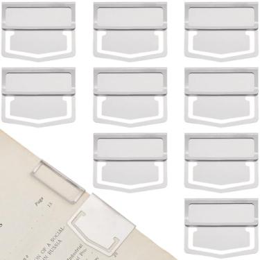 Imagem de CRASPIRE 14 peças de clipe de página de livro com abas de índice de metal, 2,9 x 3,5 cm, prata, aço inoxidável, retrô, marcadores de linha, agendadores, etiquetas, clipes de fixação de papel para