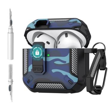 Imagem de Wanme Capa para AirPods 4, capa protetora rígida à prova de choque compatível com Apple AirPods 4ª geração para mulheres e homens, capa de proteção total para Airpod 4 com kit de limpeza, chaveiro