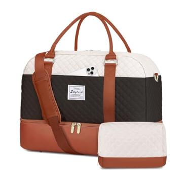 Imagem de Bolsas femininas de fim de semana – Bolsa de viagem para mulheres com compartimento de sapatos, bolsa de transporte noturna, bolsa de ginástica de ioga com bolso úmido, bolsa hospitalar para entrega