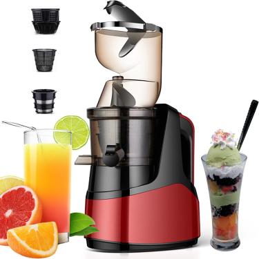 Imagem de Espremedor Lento, MáQuina De Espremedor De MastigaçãO Totalmente AutomáTica Com Grande Calha De 80 Mm 900 Ml Copo De Suco, Espremedor De Prensa A Frio Para Frutas E Legumes Nutritivos,Red
