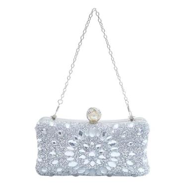Imagem de HeiDmai Bolsas clutch noturnas para mulheres, bolsa de ombro com strass, bolsas de mão luxuosas, Retângulo - prata