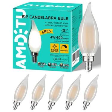 Imagem de Lâmpada LED AMDTU E12 Tipo C 5000K 4W 400lm regulável, pacote com 6
