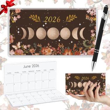 Imagem de Gueevin Calendário de bolso 2025 para bolsa com caneta, planejador de bolso pequeno, planejador semanal, diário, caderno de anotações para presente de Natal, ano novo, mãe, irmã amigas, mulheres (lua)