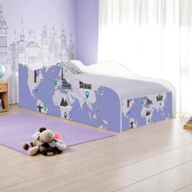 Imagem de Mini Cama Fun Mapa de Viagens Infantil Com Colchão - CASA H