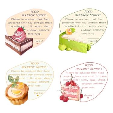 Imagem de Adesivo de aviso de alergia alimentar, aviso de alergênico, 3,5 x 3,8 cm, design de bolo, sinais de segurança, sinais de segurança, etiqueta de aviso de alergia alimentar para supermercados, embalagem