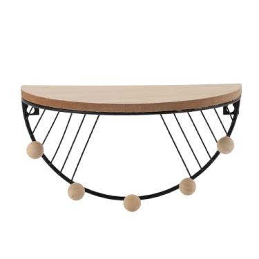 Imagem de Prateleiras de parede modernas prateleiras flutuantes montadas na parede prateleira suspensa com design de fãs de fãs de design de ferro para sala de estar quarto de estudo (Preto)