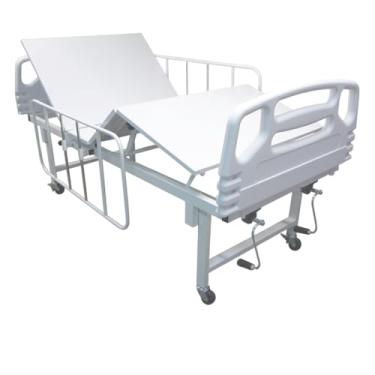 Imagem de Cama Hospitalar Articulada Manual Duas Manivelas 5 Posições Para Idosos Segurança e Conforto - 1005.AR