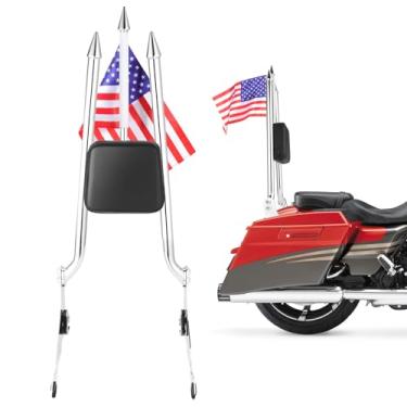 Imagem de Bravema 73.7 cm Motocicleta Traseira Passageiro Sissy Bar Encosto, Almofada Removível Apto para Harley Touring Road King Street Glide Road Glide Electra Glide Ultra Limited 2009-2025 (Prata cromada)