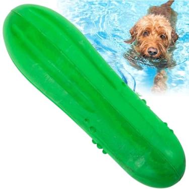 Imagem de Jeffers Brinquedo para mastigar cães de borracha natural para animais de estimação – pepino flutuante para brincar na água, médio – aroma de baunilha, durável, não tóxico, seguro para lava-louças