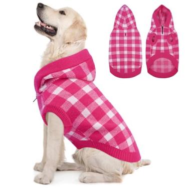Imagem de Kuoser Suéter xadrez para cães, suéter de lã quente para cães extragrande, suéter de Natal para cachorros, roupas de inverno para animais de estimação para meninas, meninos, cães, roupa de férias e