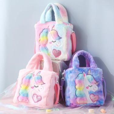 Imagem de Bolsa Lancheira Térmica Escolar Infantil de Pelúcia, Estampa de Unicórnio