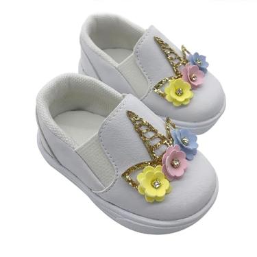 Imagem de Tênis Sapatinho Infantil Menina Unicórnio Para Bebês - Lindo (Branco, BR, Bebê, Numérico, 21)