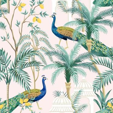 Imagem de VaryPaper Papel de parede decorativo vintage palácio chinoiserie palácio peacock peel and stick vintage limão palmeira papel de contato decorativo para armários autoadesivo parede mural papel de