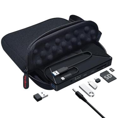 Imagem de PeroBuno Unidade de CD DVD externa, unidade de disco óptico USB 3.0, 4 portas USB e 2 compartimentos para cartão TF/SD, gravador de CD DVD, leitor de leitor para laptop, MacBook, PC, Windows 11/10/8/7