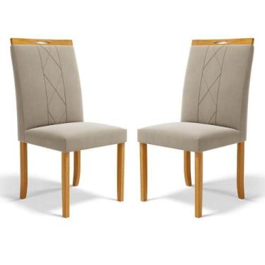 Imagem de Kit Com 2 Cadeiras Ana Madeira Maciça Estofadas Para Mesa De Jantar Ve