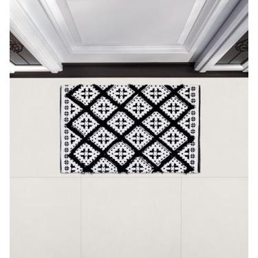 Imagem de Tapete Tufting Algodão 45x75cm | Felpudo, Macio e Estampa Geométrica – Para Sala, Quarto, Entrada ou Lavabo