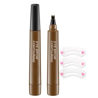 Imagem de Lápis de tinta de sobrancelha da Brow Stylist - Micro caneta de sobrancelha de 4 pontas Lift & Snatch 2 kits de canetas de sobrancelha com 3 estêncil de sobrancelha de longa duração à prova d'água