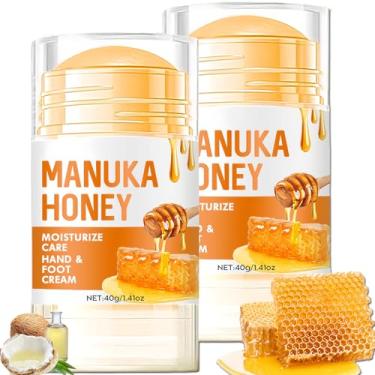 Imagem de KAHSOSE 2 peças Manuka Honey Foot Balm Stick, creme hidratante para mãos e pés para saltos secos rachados, bálsamo de calcanhar para mulheres e homens, creme hidratante para calos para mãos, cotovelos