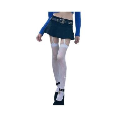 Imagem de Meia-calça Feminina Sexy Preta Com Estampa Houndstooth, Cintura Alta, 