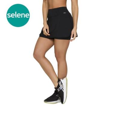 Imagem de Short Saia Feminino Fitness Academia Selene Básico, P, Preto