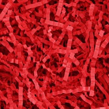 Imagem de Raissily 300 g Enchimento de papel cortado enrugado, almofada de grama para Natal, casamento, aniversário, Páscoa, noivado, presente, caixa de confetes, decoração de enchimento de cesta - vermelho