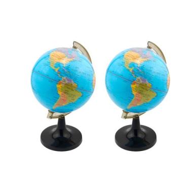 Imagem de KIT Globo Terrestre 14cm Giratório Mapa Mundi em Português Escolar Bas