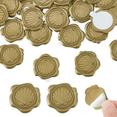 Imagem de PH PandaHall 30 adesivos autoadesivos de lacre de cera para convites de casamento, festa, concha do mar, adesivos de selo de envelope para scrapbooking de Natal, Dia dos Namorados, aniversário (Dark