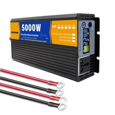 Imagem de Inversor de onda senoidal pura 5000W DC 12V carregador, entrada CC de fase dividida, saída CA 110V/220V, inversor de energia para carro, RV, camping, casa e emergência,Dc 12v,AC 220V 50Hz